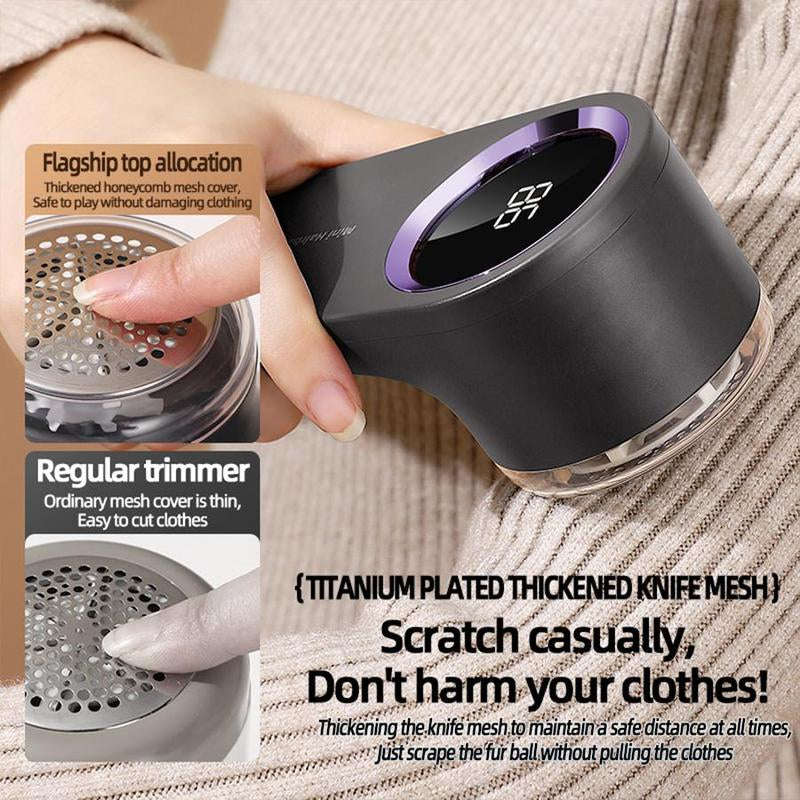 USB Rechargeable Electric Lint Remover, Portable Handheld LED Display Hairball Remover, Household Cleaning Tool for Clothes, Bedding, Furniture, Sofa