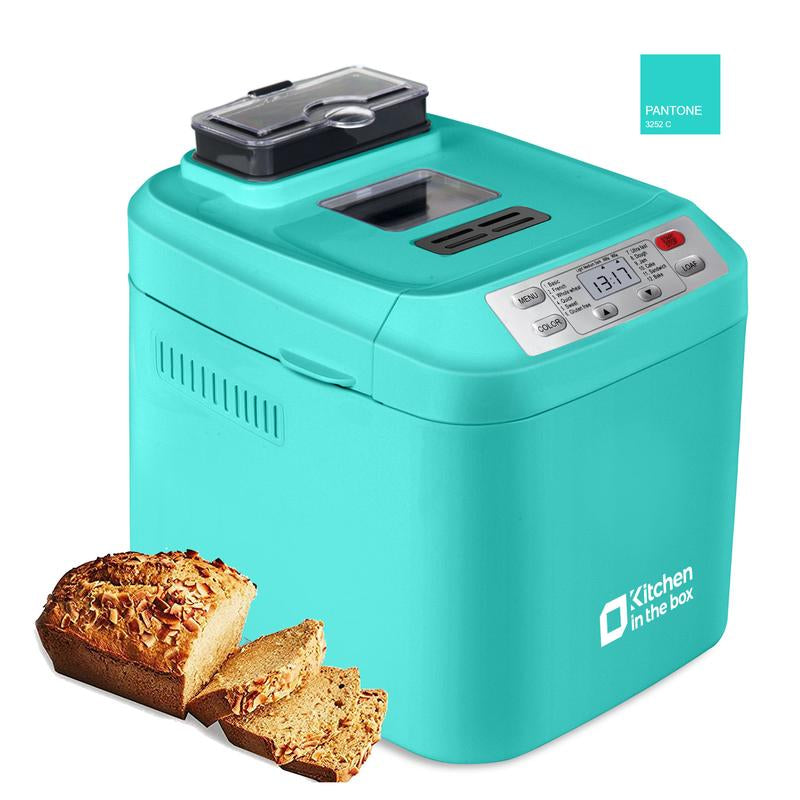 Automatic Bread Maker, up to 2LB, 12-In-1 Bread Machine with Auto Fruit Nut Dispenser, 13 H Timer, 1 H Keep Warm, Gluten-Free, 3 Crust Colors, White