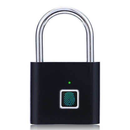 High-Security Black Silver USB Rechargeable Fingerprint Padlock - Quick Unlock Zinc Alloy Design